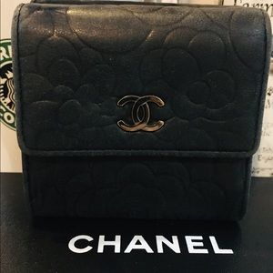 CHANEL- CC trifold Camelia Embossed Wallet